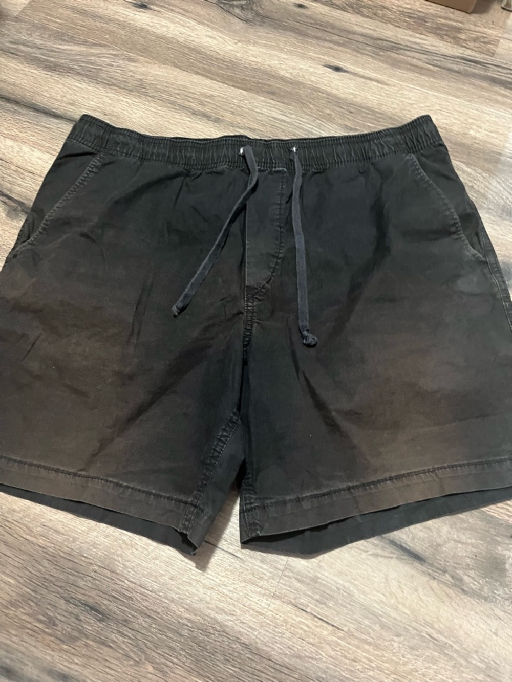 American Eagle Outfitters Black Flat-Front Drawstring Shorts with ombre effect